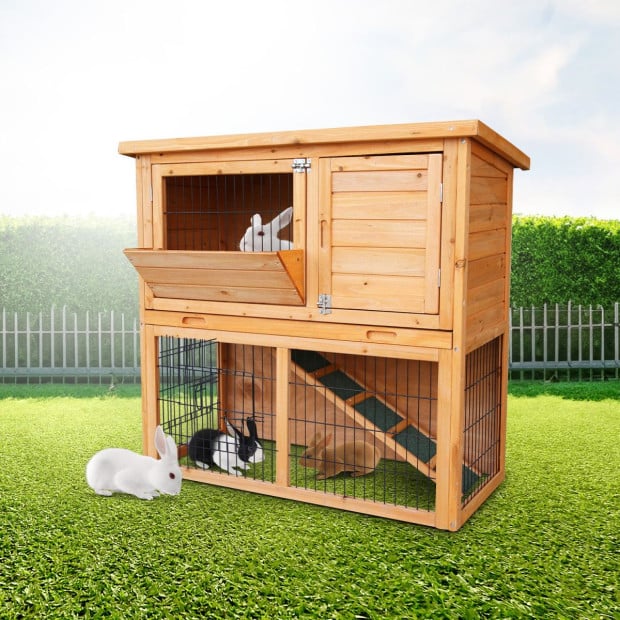 Furtastic 2-Storey Wooden Chicken Coop & Rabbit Hutch With Trough Image 9
