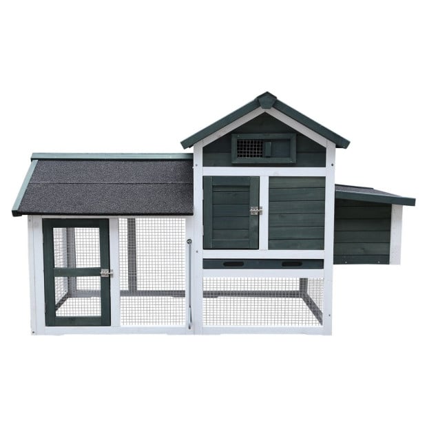 Furtastic Large Chicken Coop & Rabbit Hutch With Ramp - Green Image 2
