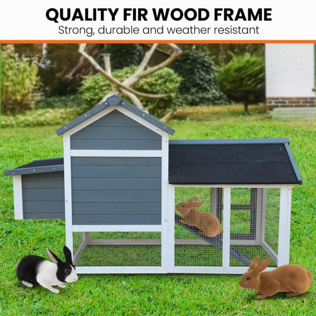 Furtastic Large Chicken Coop & Rabbit Hutch With Ramp - Green Image 7