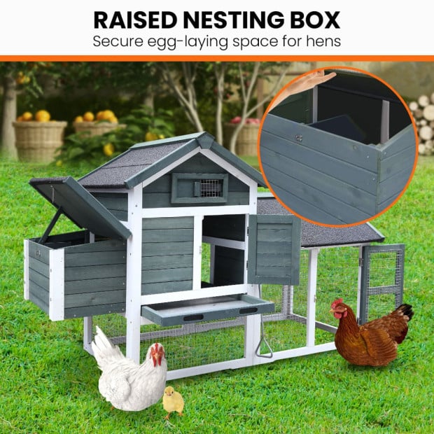 Furtastic Large Chicken Coop & Rabbit Hutch With Ramp - Green Image 8