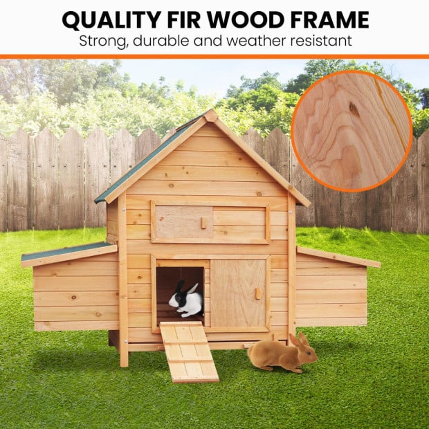 Furtastic Wooden Chicken Coop & Rabbit Hutch With Ramp and Nesting Boxes Image 6