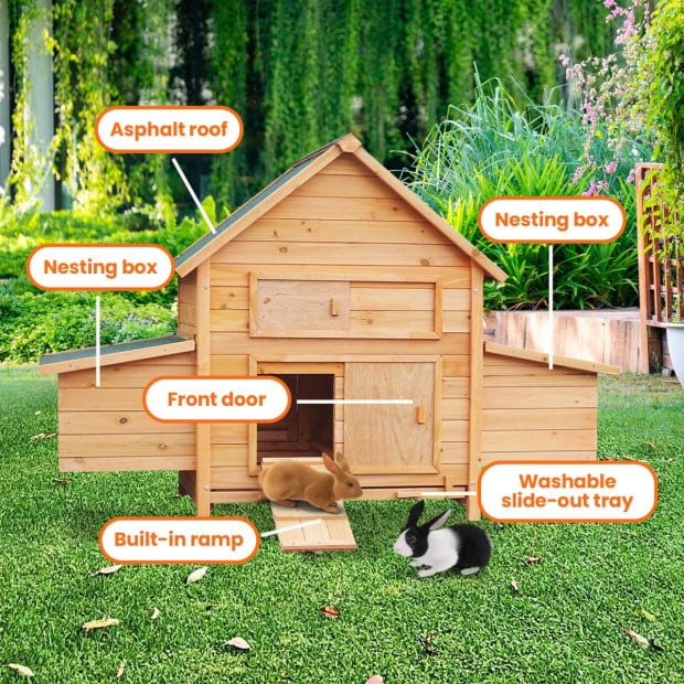 Furtastic Wooden Chicken Coop & Rabbit Hutch With Ramp and Nesting Boxes Image 8