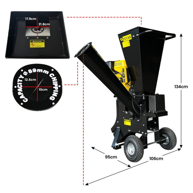 Ducar 601C 15HP Wood Chipper Key Start Shredder Mulcher Grinder Yellow Black Image 4