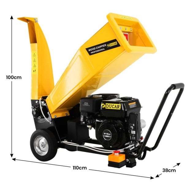 Ducar D70 7HP Wood Chipper Electric Start Shredder Mulcher Grinder - Yellow Image 4