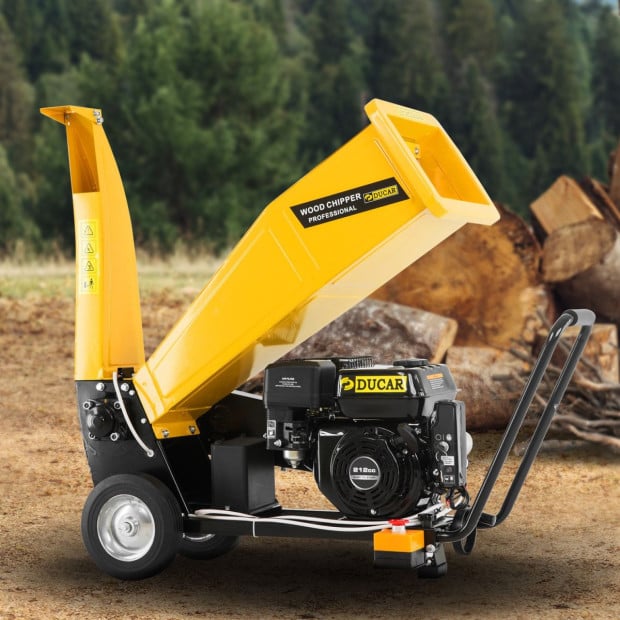 Ducar D70 7HP Wood Chipper Electric Start Shredder Mulcher Grinder - Yellow Image 9