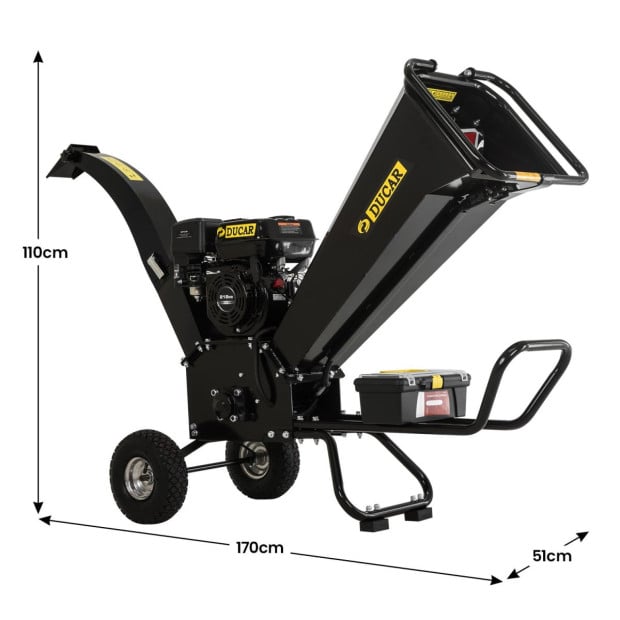 Ducar K70 7HP Wood Chipper Shredder Mulcher Grinder Petrol - Black Image 4