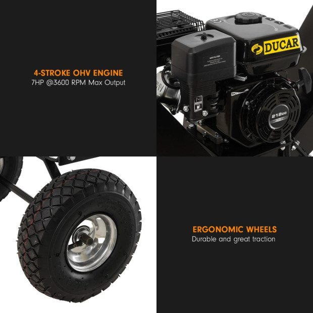 Ducar K70 7HP Wood Chipper Shredder Mulcher Grinder Petrol - Black Image 8