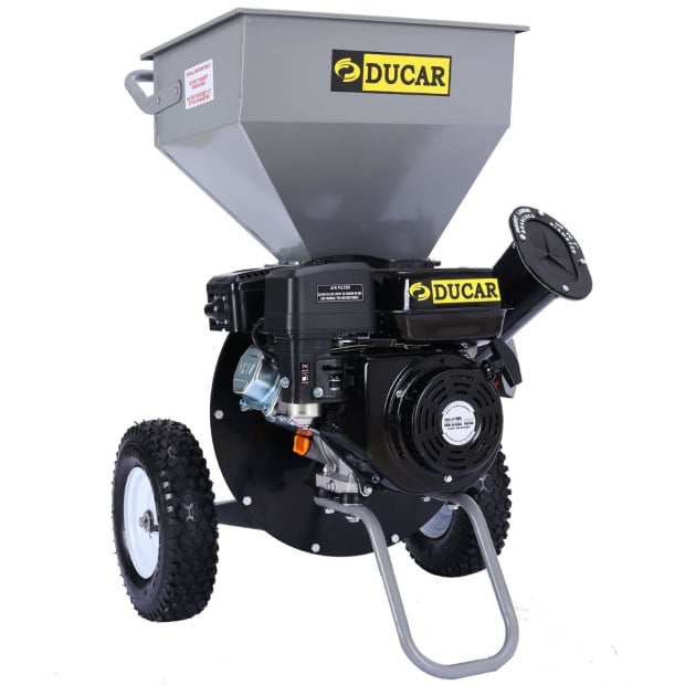 Ducar 7HP Wood Chipper Shredder Mulcher Petrol Silver Black Image 2