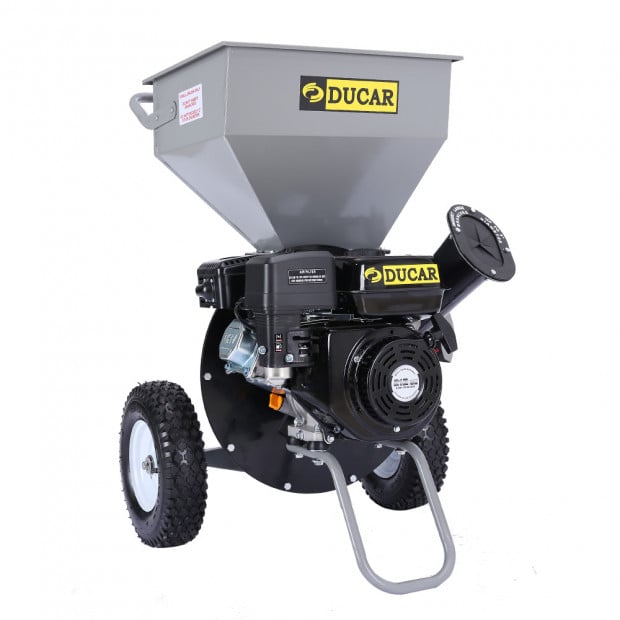Ducar 7HP Wood Chipper Shredder Mulcher Petrol Silver Black Image 2