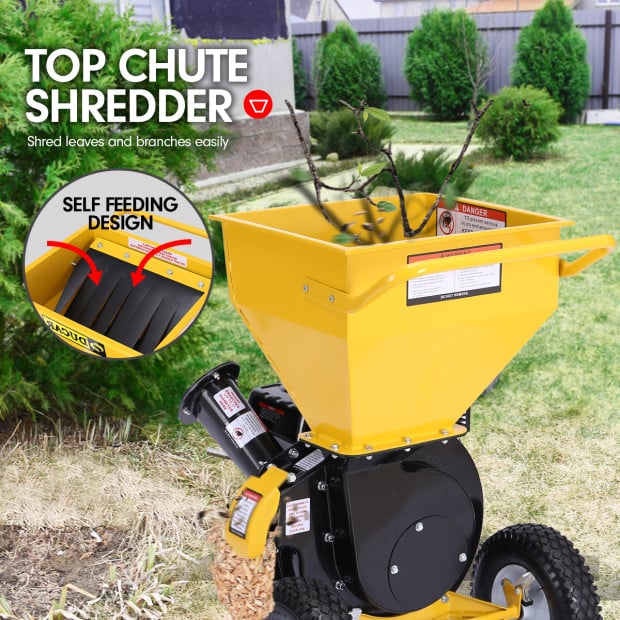 Ducar 7HP Wood Chipper Shredder Mulcher Petrol Yellow Black Image 3