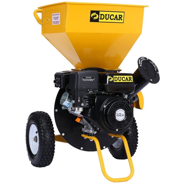Ducar 7HP Wood Chipper Shredder Mulcher Petrol Yellow Black Image 2