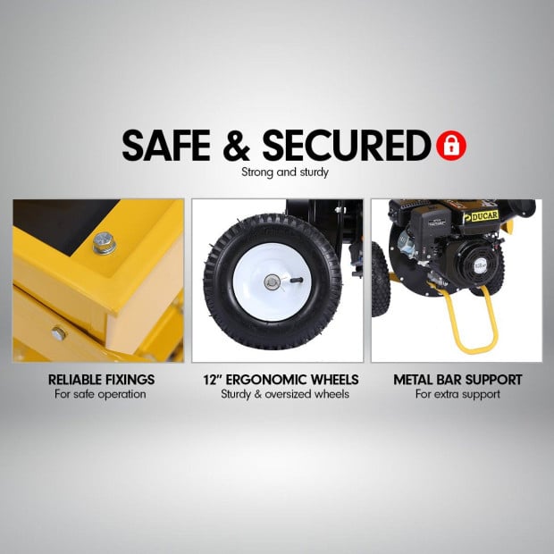 Ducar 7HP Wood Chipper Shredder Mulcher Petrol Yellow Black Image 7