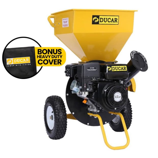 Ducar 7HP Wood Chipper Shredder Mulcher Petrol Yellow Black Image 3