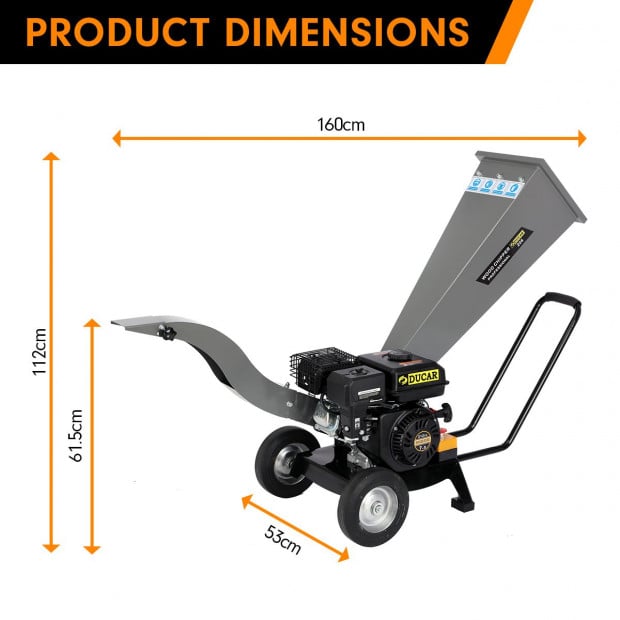 Ducar 7HP Wood Chipper Shredder Mulcher Grinder Petrol Silver Image 4