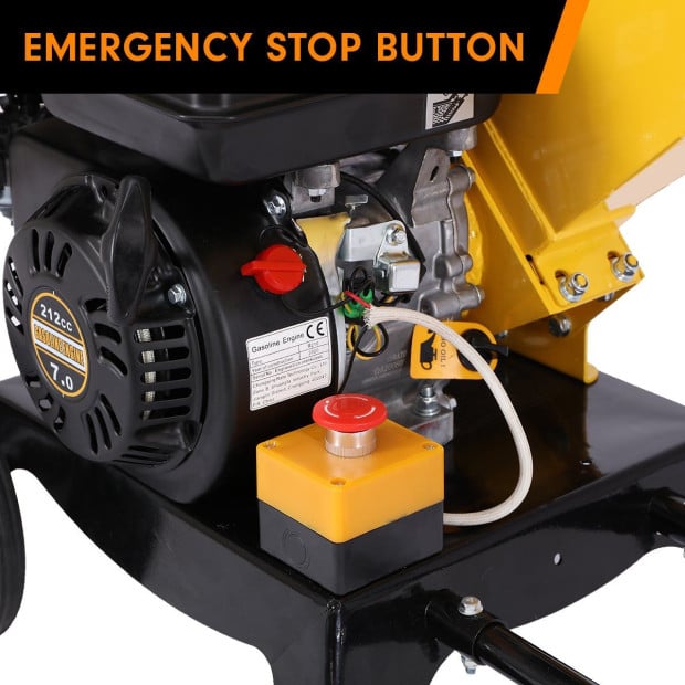 Ducar Petrol 7HP Wood Chipper Shredder Mulcher Grinder - Yellow Image 11