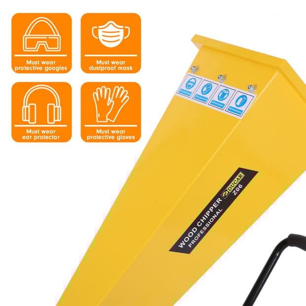 Ducar 7HP Wood Chipper Shredder Mulcher Grinder Petrol Yellow Image 13