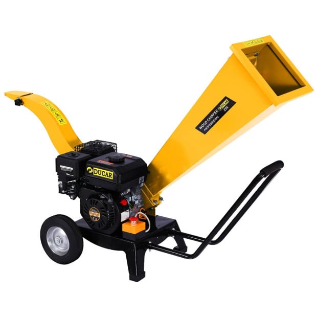 Ducar Petrol 7HP Wood Chipper Shredder Mulcher Grinder - Yellow Image 2