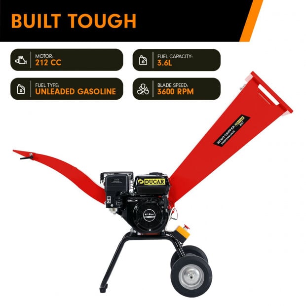Ducar 7HP Wood Chipper Shredder Mulcher Grinder Petrol Red Image 7