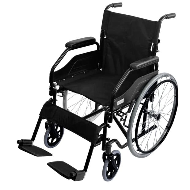 Orthonica 24in Self Propelled Foldable Steel Wheelchair - Black Image 2