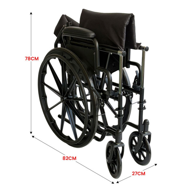 Orthonica 24in Foldable Steel Wheelchair - Black Image 5