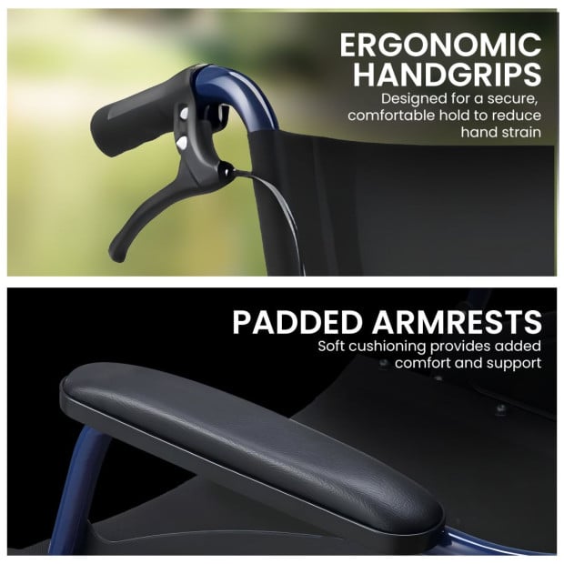 Orthonica 20in Self Propelled Foldable Steel Wheelchair Lightweight & Portable Image 8