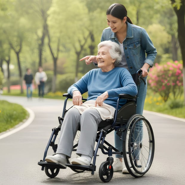 Orthonica 20in Self Propelled Foldable Steel Wheelchair Lightweight & Portable Image 11