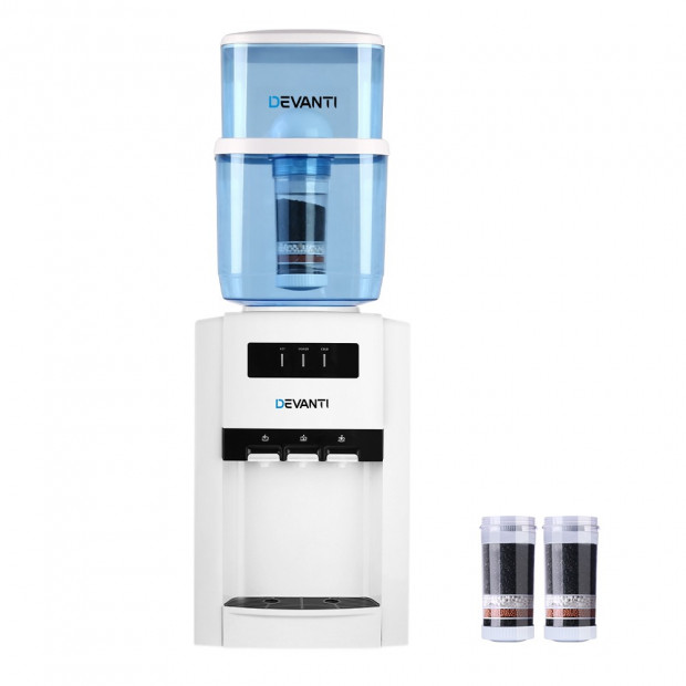 22L Bench Top Water Cooler Dispenser 3 Taps with 2 Replacement Filters