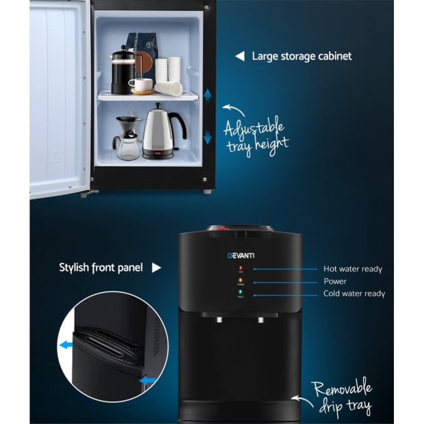 Water Cooler Dispenser Mains Bottle Stand Hot Cold Tap Office Black Image 4