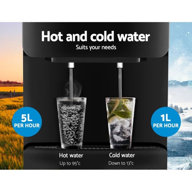 Water Cooler Dispenser Mains Bottle Stand Hot Cold Tap Office Black Image 5