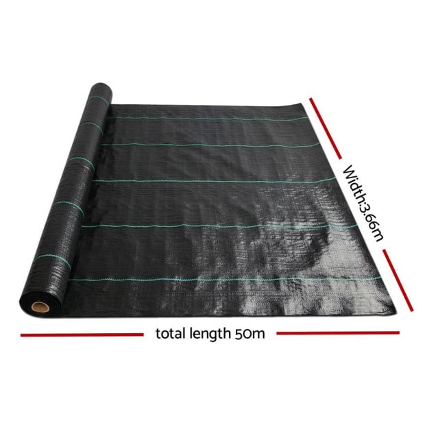 3.66m x 50m Weedmat Weed Control Mat Woven Fabric Gardening Plant PE Image 2
