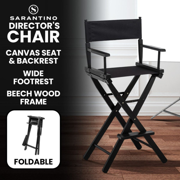 Sarantino Tall Directors Chair Black