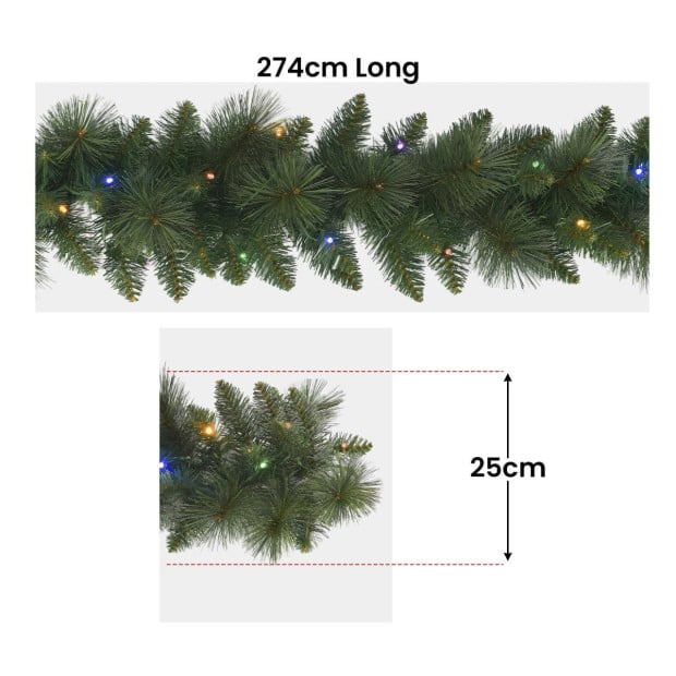 Christabelle 274cm Battery-Operated Christmas Garland with Multi-Function Lights - Dorset Pine Image 3