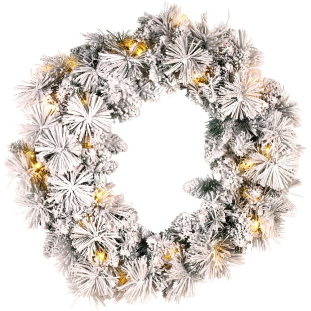 Christabelle 61cm Christmas Wreath Snowy Dorset Pine with Multi-Function LED Lights Tree Door Decoration Ornament Image 4