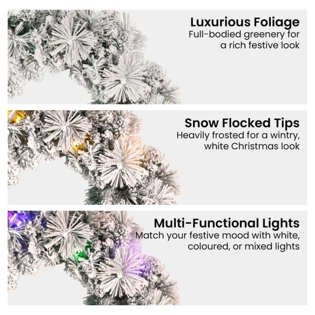Christabelle 61cm Christmas Wreath Snowy Dorset Pine with Multi-Function LED Lights Tree Door Decoration Ornament Image 6