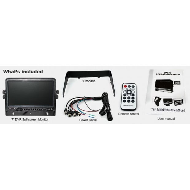Elinz 7in Dvr Splitscreen Monitor 12v 24v 4 Av Inputs 800x480 Image 2