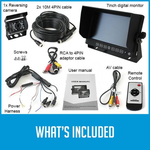 7in Monitor Hd 12v 24v Ccd 4pin Reversing Camera Truck Caravan Image 8