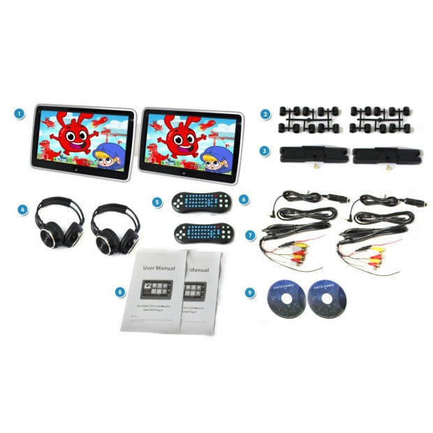 2x 10.1In Tft Touch Screen Active Headrest Car Dvd Player Full Hd Image 7