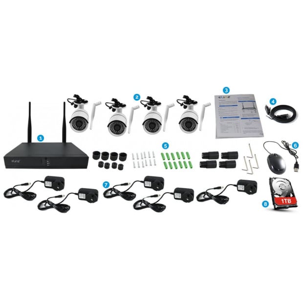 Elinz 4ch Cctv Wireless Security System 2mp Ip Wifi 4x Camera 1080p Image 8