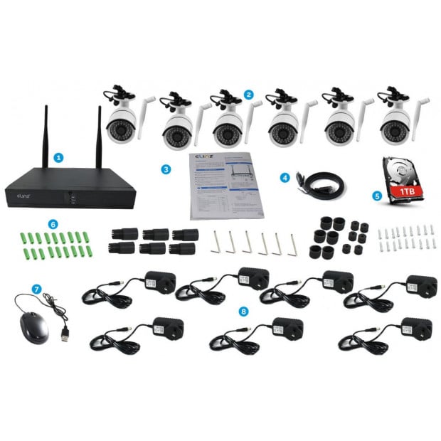 Elinz 8ch Cctv Wireless Security System 2mp Ip Wifi 6x Camera 1080p Image 8
