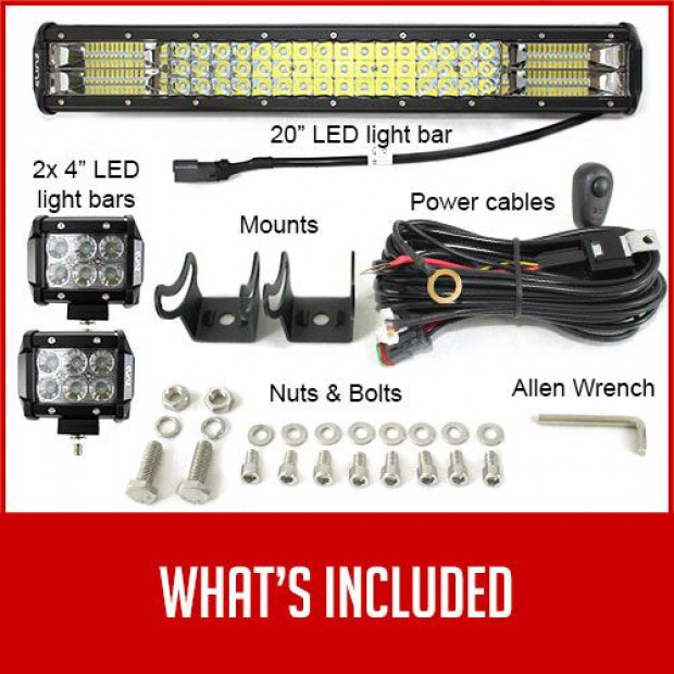 Elinz 20in Led Light Bar Philips 3 Rows Bundle 2x 18w 4 Inch Driving Image 6