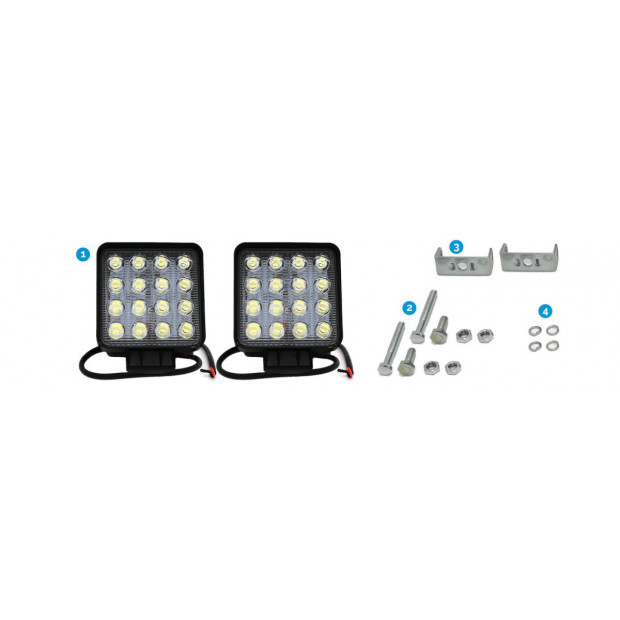 2x 4In Led Work Light Square 60 Flood Lamp 96w Ip67 Offroad Tractor Image 8
