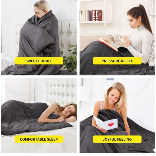 DreamZ Double Dark Grey 9kgs Polyester Weighted Blanket Image 8