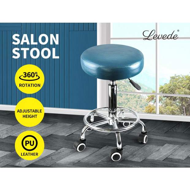 Bar Stools Salon Swivel Dining Chair PU Hydraulic Lift Teal Image 12