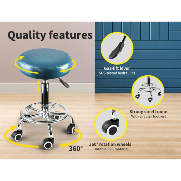 Bar Stools Salon Swivel Dining Chair PU Hydraulic Lift Teal Image 6