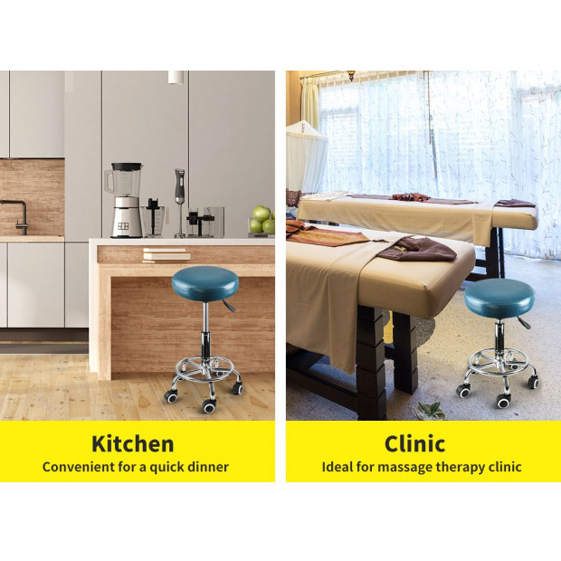 Bar Stools Salon Swivel Dining Chair PU Hydraulic Lift Teal Image 8