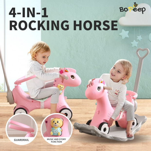 Bo Peep 2 in 1 Balance Bike And Rocker-Pink Image 2