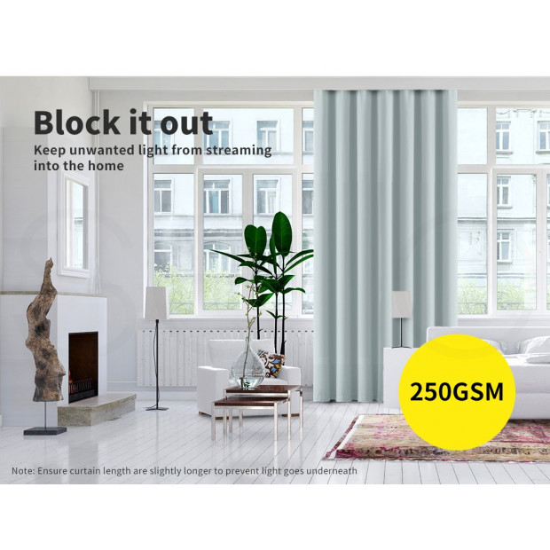 2x Blockout Curtains Panels 3 Layers Eyelet Room 140x160cm Grey Image 3