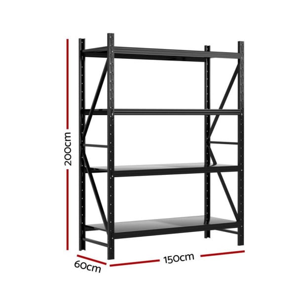 2mx1.5m Garage Shelving Warehouse Rack Black Image 2
