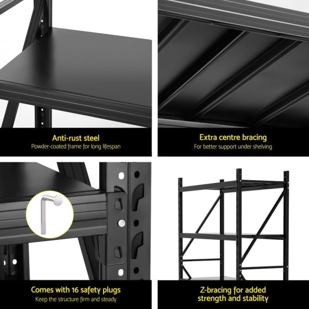 2mx1.5m Garage Shelving Warehouse Rack Black Image 6