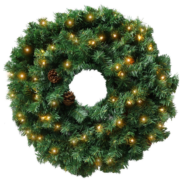Christabelle 61cm Prelit Yuletide Glow Christmas Wreath with Pine Cones Image 3